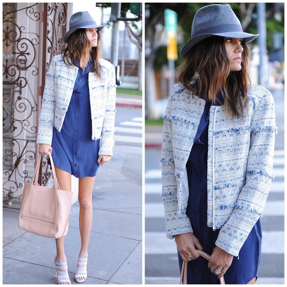 NEW Joie Tweed Fringe Boucle Moto Jacket Boho Size Small - Picture 3 of 14